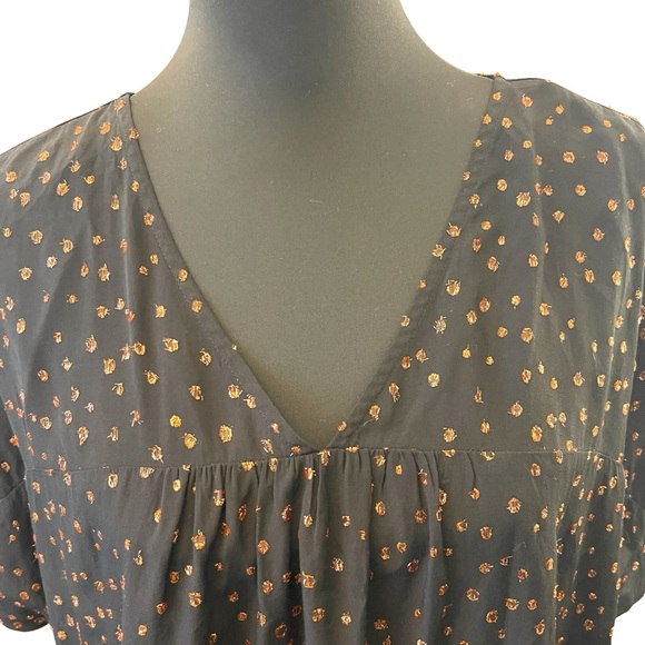 Madewell Black Rhyme Top in Metallic Dot Short Sleeve Blouse (L) - Picture 8 of 15